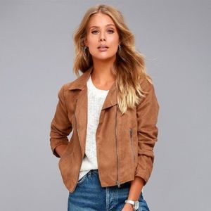 Jack by BB Dakota Johanness Tan Suede Moto Jacket